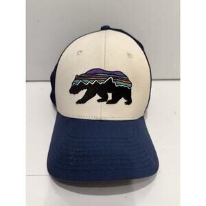 PATAGONIA Cap Hat Snap Back Blue Mesh Trucker Outdoors Bear Logo